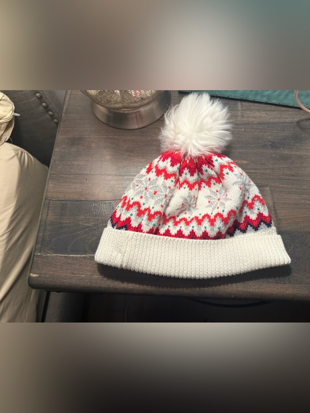 Gymboree White Pom Beanie